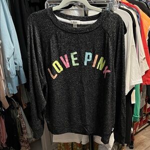 PINK Victoria's Secret Multicolor Logo Black Sweater sleepwear